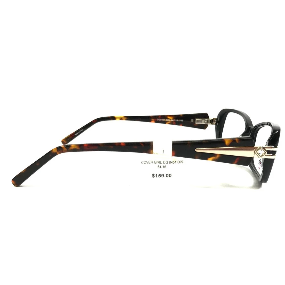 Covergirl Eyeglasses Frames CG0451 005 Black Brown Rectangle Full Rim 54-16-140